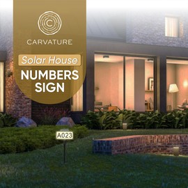 Carvature Solar House Number Sign - Lighted Address Sign with Self Adhesive Numbers and Letters - Wireless, Maintenance-Free Staked Home Address Numbers Plaque with Rotatable Panel and 2 Color Temps