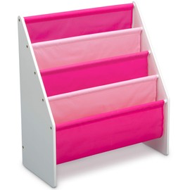 Delta Children Delta Children Sling Rack Bookshelf for Kids - Easy-to-Reach Storage for Magazines or Coloring Books - Ideal for Playrooms & Homeschooling - Greenguard Gold Certified, White/Pink