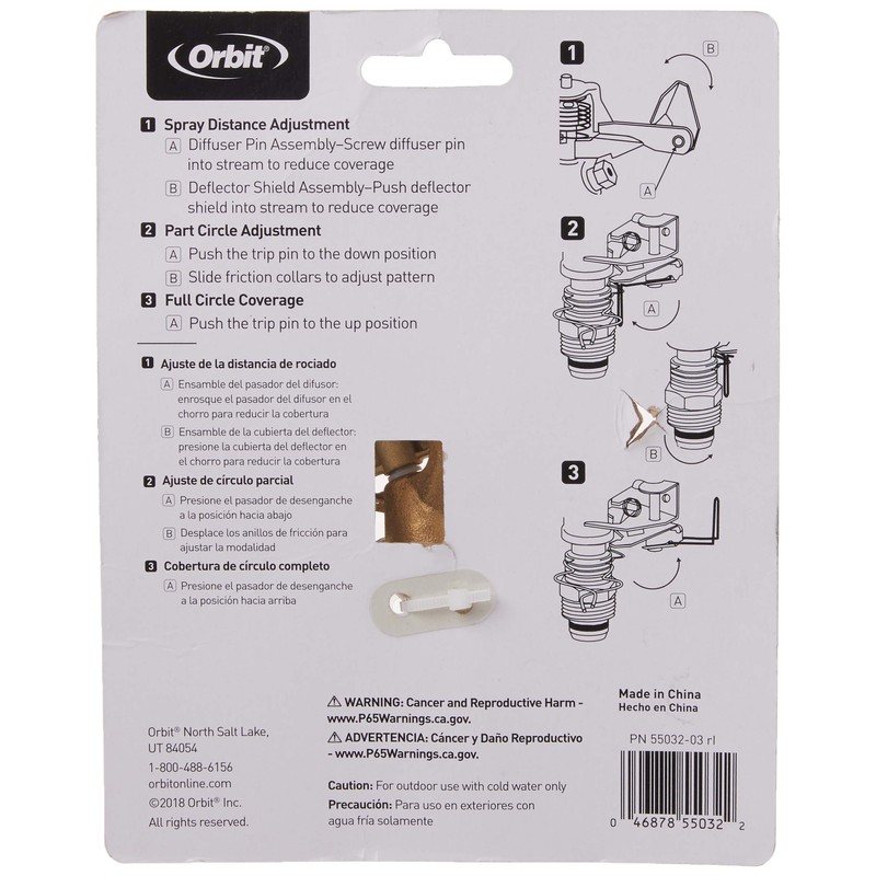 Orbit 55032 1/2" BRS Sprinkler Head, Connection, Silver and gold