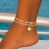 Gold Initial Ankle Bracelets For Women Double Layered Custom Name
