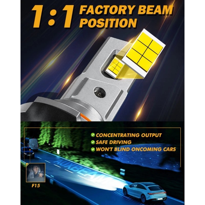 AUXBEAM HB3 9005 90W LED Headlight Bulbs Kit High Beam