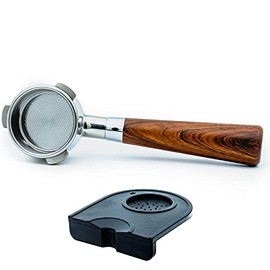 Evergreen Coffee 54mm Bottomless Naked Portafilter Wood Handle With Free Tamp Mat 304 Stainless Steel. For Breville Barista Express Pro touch, BES870XL, BES870BSXL, BES78VSS, BES880BSS(Filter Basket)