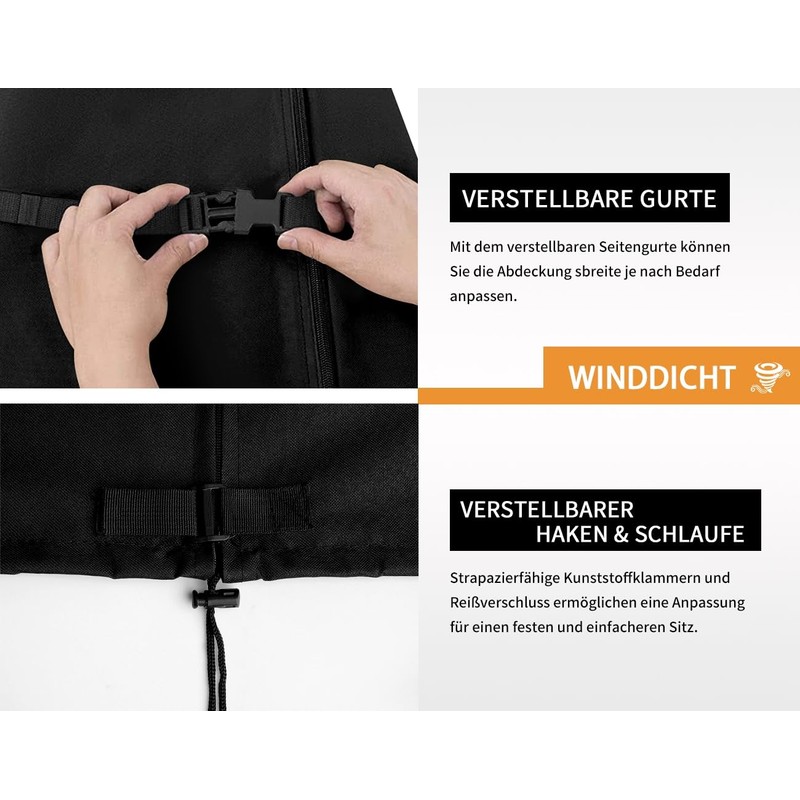 Dokon Parasol/Umbrella Protective Cover With Rod, Large, Waterproof, Windproof, UV-Resistant,