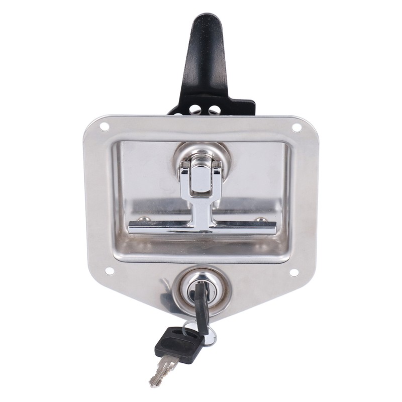 Trailer Door Latch T Handle with 2‑Key Stainless Steel Chrome