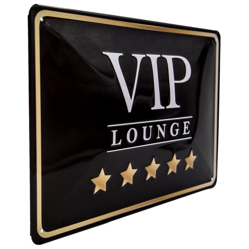 VIP Lounge Embossed Tin Sign 30 x 20 cm Metal