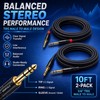 KOOKFJLLZ 1/4 Inch TRS Cable 10FT 2-Pack, 6.35mm Balanced OFC