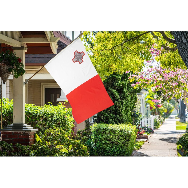 DANF Malta Flag 3x5 Ft Thick Polyester, Fade Resistant, Brass