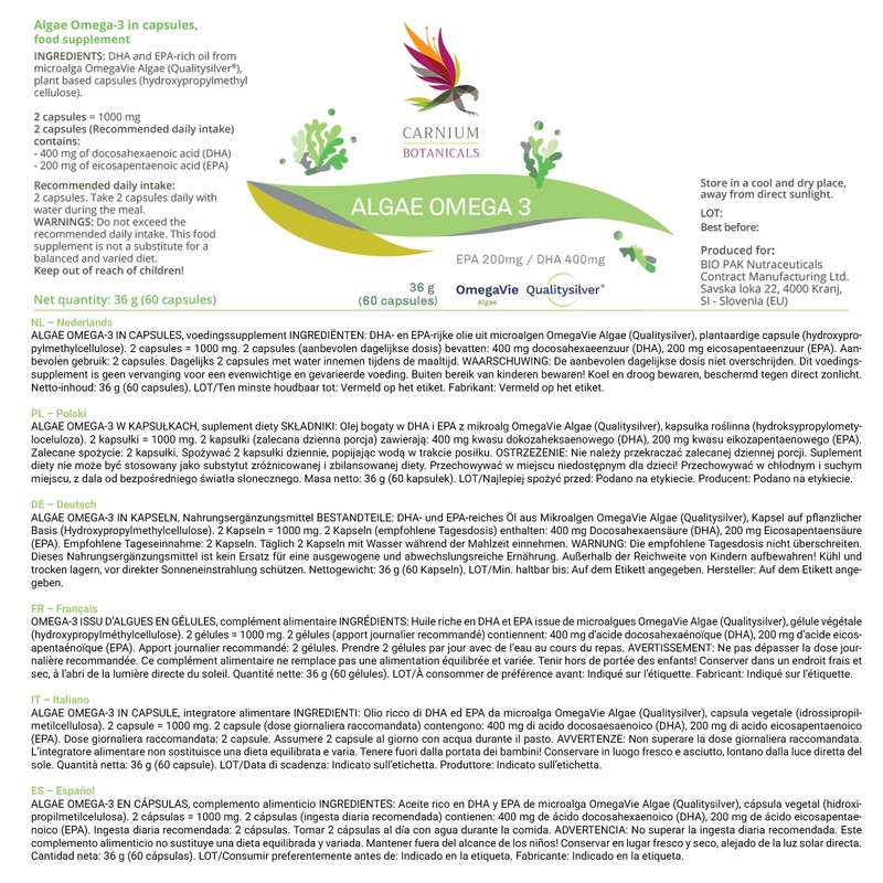 Carnium Botanicals Algae Omega 3 - Omega 3 Vegan Algae