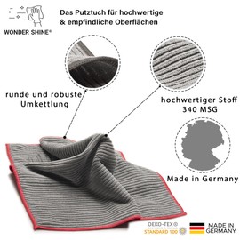 Wonder Shine Hochglanz-Tuch Made in Germany Microfibre Cloths 40 x 40 cm High-Quality Cleaning Cloths for Kitchen, Bathroom and Car Cleaning (Pack of 6)
