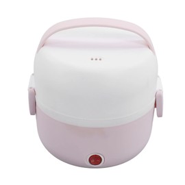 Stainless Steel Food Warmer Box, 2-Layer Electric Lunch Box, 250 W Lunch Heating Box with 220 V EU Plug, Portable Food Storage Warmer, Self-Cooking Lunch Box for Car, Office (Pink), E