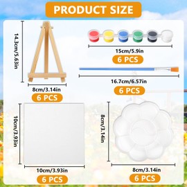 DWDHYEAN 30-Piece Mini Easel with Canvas Set, Easel Picture Frame Set, Easels Triangle Wood Decoration, DIY Mini Easel Painting Accessories for Beginners and Hobby Painters