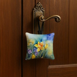 Caroline's Treasures Daffodils in Watercolor Hanging Square Fabric Ornament 3.5 × 3.5 Decorative Door-Knob & Tree Hanger, Soft Fabric