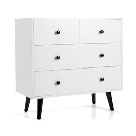 IFANNY 4 Drawer Dresser, Modern Chest of Drawers with Metal Handles, Wood Dressers & Chests, Small Drawers for Small Spaces, White Dresser for Living Room, Nursery Room