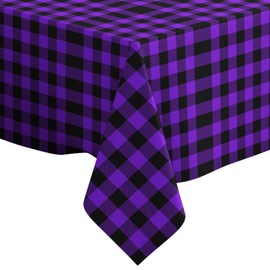 Xtremepads Buffalo Tartan Plaid Proton Purple Pattern Pattern - Square Linen Tablecloth, 52" x 52" inches Washable Decorative Table Cloth