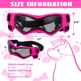 Kagoty Small Dog Goggles Small Breed, Small Dog Sunglasses UV Eye Protection for Medium Breed Dogs, Doggy Goggles Puppy Eyewear Glasses Pet Sunglasses, Pink