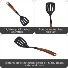 IMUSA USA Slotted Turner with Woodlook Handle