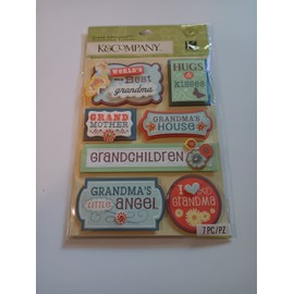 K&Company K&CO 3D Stickers Sayings Grandma's Little Angel Grandchildren Hugs Kisses House