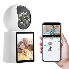 SOVMIKU Two-Way Video Calling Monitoring Camera, Smartphone Compatible, Baby Monitor, Baby Monitor, Share with Family, Motion Detection, Auto Tracking, Indoor Wi-Fi Camera, Power Cord, PSE Certified,