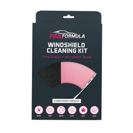 Pink Formula Windshield Cleaning Kit, Pink Eraser + Microfiber Cleaning Kit, Cleans Without Chemicals