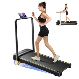 YPOO Foldable Treadmill with Incline, Walking Pad with Handle Bar 3 Level Incline, Portable Folding Treadmills for Home/Office 300 Lbs Capacity, Quiet Desk Treadmill with Remote Control & APP