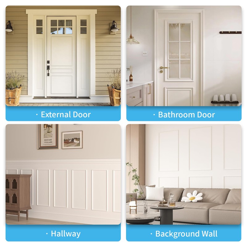 Art3d Premade Door Moulding Trim Kit, Self-Adhesive Paintable Wainscoting Panels
