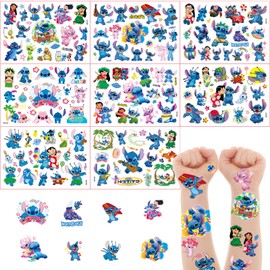 Stit-ch Temporary Tattoos for Children, 8 Sheets with 180+ Caricatures for Boys, Children's Birthday Party Decoration, Skin-Friendly