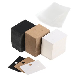 PATIKIL Earring Display Cards, 300 Pack Paper Earring Holder Blank Tags Rectangle Cardboard for Hanging Earrings Ear Studs, White Black Yellow