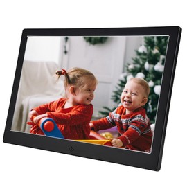 12 Inch Smart Digital Photo Frame 1280x800 TFT LED Screen, Calendar, Alarm Clock, Timing On/Off Multifunctional Digital Photo Frame for and Family(Cool Black)