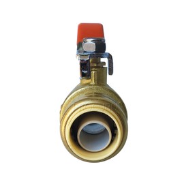 PROCURU 1-Inch PushFit Forged Brass Ball Valve, Push-to-Connect Full Port, Heavy Duty Valve for Copper, PEX, CPVC, Certified Safe (1", 1-Pack)