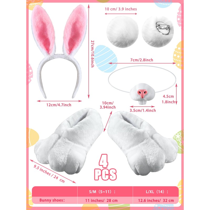 Giegxin 5 Pcs Adult Easter Bunny Costume White Rabbit Costume