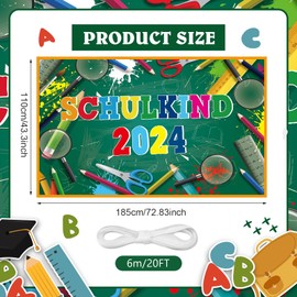 Einschulung Banner Deko Schulkind 2024 Schulanfang Banner Alles Gute Zum Schulanfang Banner Schulkind Girlande Banner Willkommen für Kinder Mädchen Jungen Schulanfang Deko 185x110cm (Grün)