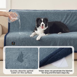 Luciphia Waterproof Pet Blanket for Medium Large Dogs Soft Cat Sherpa Calming Thick Cover Leakproof Cozy Puppy Sofa Bed Car Couch Protector(Blue/Navy,41x31 inches)