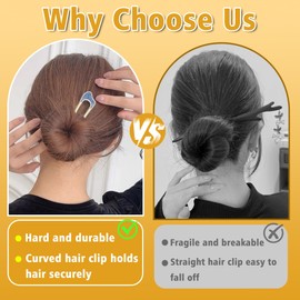 12Pcs U Shaped Hair Pins for Buns, Metal French Hair Pins for Women Thick Hair, Gold French Twist Hair Tool for Updo Bun, Vintage Hair Fork Sticks Hairstyle Accessories Set (colorful)