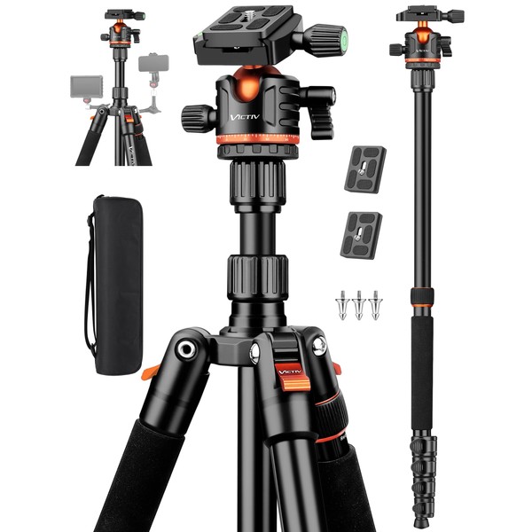VICTIV 78" DSLR Camera Tripod Monopod, Aluminum Compact Camera Stand