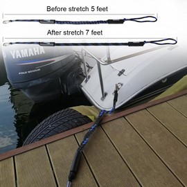 MALZE-NEWSEED Bungee Dock Lines for Boat, 5 Feet Shock Absorb Dock Tie Premium Mooring Ropes with 316 Stainless Steel Clip for Boat Pontoon Fender, PWC, Jet ski, Kayak, Power Boat, 2 PCS (Black&Blue)