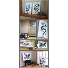 御歌 Head Fabric Panel Ink-Wash Painting Dragons/Z3 K