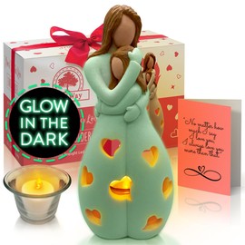 Daughter Gifts from Mom - Glow in The Dark Candle Holder Statue W/Flickering LED Candle - Unique Mother's Day, Christmas, Birthday Gifts Ideas, Mama Regalos - Greeting Card Included - Hand Painted