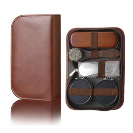 Nuoyunova Complete Shoe Care Kit with Black and White Shoe Polish - Perfect for Home and Travel Use - Includes Brushes, Polishes, Cloths, Horn, and Leather Box - Ideal Gift for Leather Shoe Lovers