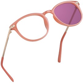 YEIN Blue Light Blocking Glasses, Photochromic Pink Sunglasses, Anti Eyestrain, Computer Reading Glasses, Gaming Glasses, TV Glasses for Women, Anti UV, Anti Glare (Pink, 2.75 Magnification)