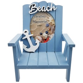 Rockin Picture Frames Blue Beach Chair, 4x5 Vacation Memories Photo Frame, with White Anchor Souvenir Idea Cute Home Decor (BEACH CHAIR, 4" x 5")