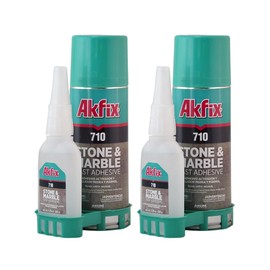 Akfix 710 Stone and Marble Fast Adhesive (1.76 oz.) with Activator (6.70 fl. oz.) [Clear Super Glue Adhesive and Accelerator Spray] | 2 Pack
