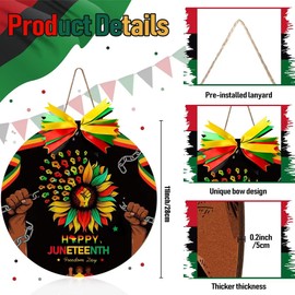 Celebrate African American Independence 1865 with Our Happy Juneteenth Decorations for Front Door: Black Pride Wooden Door Sign Wreath