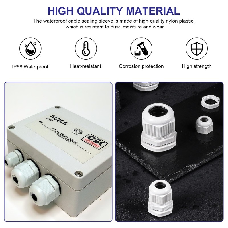Faankiton 25PCS PG9 Adjustable Cable Connectors, Waterproof Nylon Cable Protectors