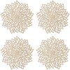 4PCS Golden Round Flower Placemat, Pressed Vinyl Placemats, Round Hollow