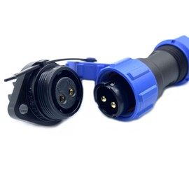 Connector Plug Aviation Plug SP17 2 Pin, Solderless 2 Holes Flange Aviation Plug IP68 Waterproof and Dustproof Aviation Plug for Outdoor Lamps 500V 10A (14AWG Cable Screw Crimp)