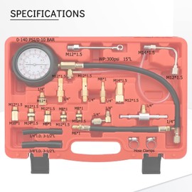 Acymner Fuel Injector Pump Pressure Gauge Tester Kit | Automotive Gas Gasoline Fuel Oil Injection Test Tool Set 0-140PSI,TU-114 Fuel Pressure Tester Kit for Testing Auto Car Truck Motorcycle