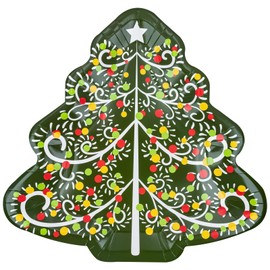 HNH Christmas Paper Plates Set 20 Pieces Christmas Tree-Shape Party Supplies Buffet Dinner Plates for Table Decorations