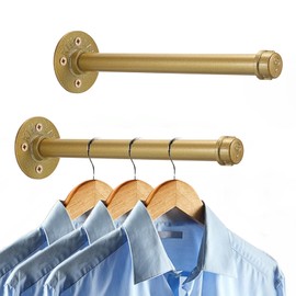 Sumnacon 2 Pack 12 Industrial Pipe Wall Mounted Clothing Rack Bar - Metal Garment Bracket Frame
