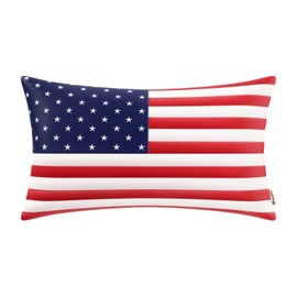BRAWARM American Flag Leather Throw Pillow Cover 12 X 20 Inches - Faux Leather Pillow Cover Independence Day Decorations Cushion, Patriotic Striped Design Throw Pillow for Couch Sofa Bed Home