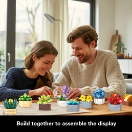 Succulents Set for Adults Building Set Toys, 12 Plants, Home Decor, Birthday Gifts for Women, Creative Housewarming Gifts, Botanical Collection, Flowers Succulents Artificial Plant Kit (1174 PCS)